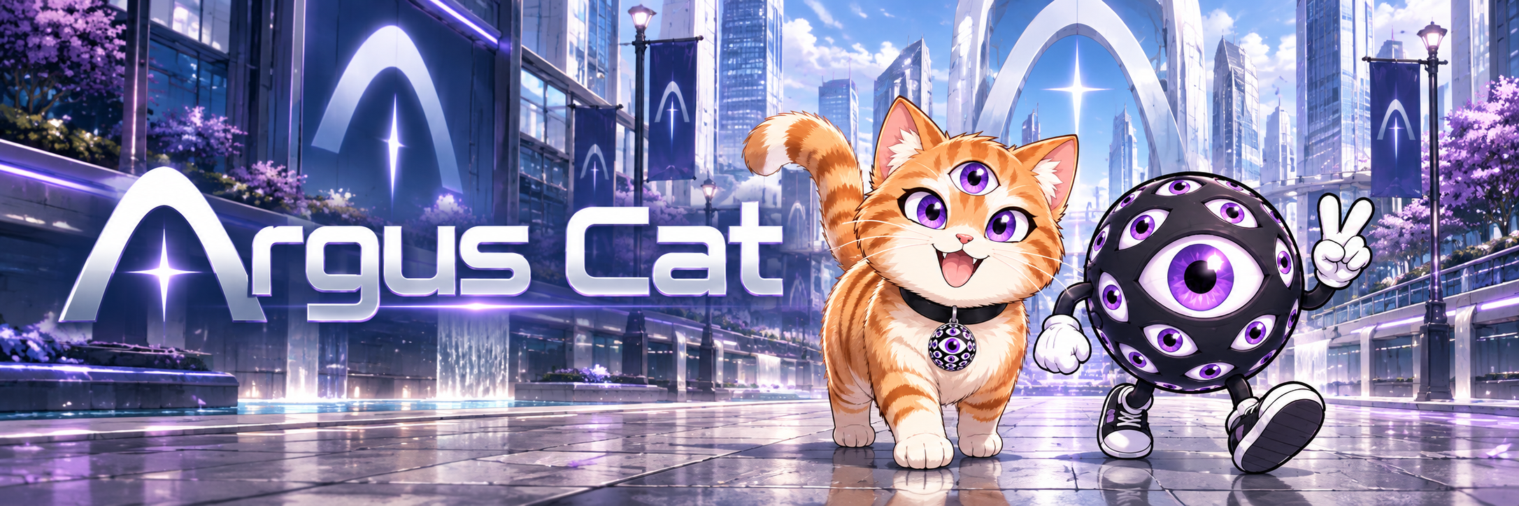 Argus Cat walking the Arc city with Argus